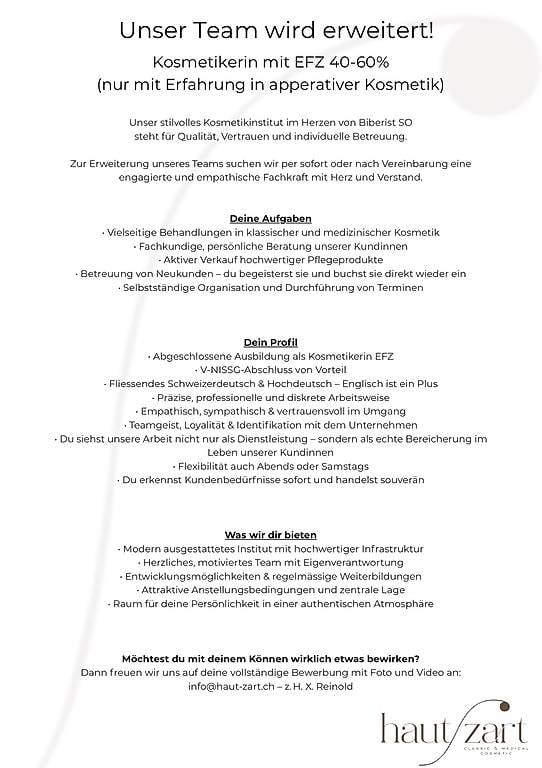 Wir suchen eine Kosmetikerin Wir suchen eine Kosmetikerin