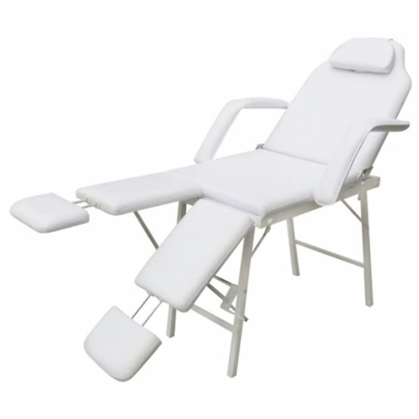  Kosmetikstuhl Tragbar Kunstleder 185×78×76 cm Weiss